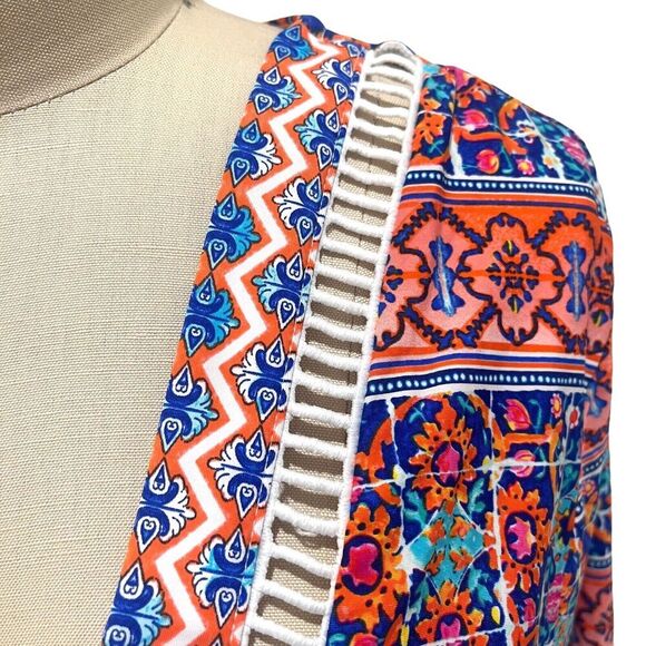 La Blanca Women's Size XL Multi color Pattern Swim Cover Up Tunic Dress Deep V - Picture 5 of 6